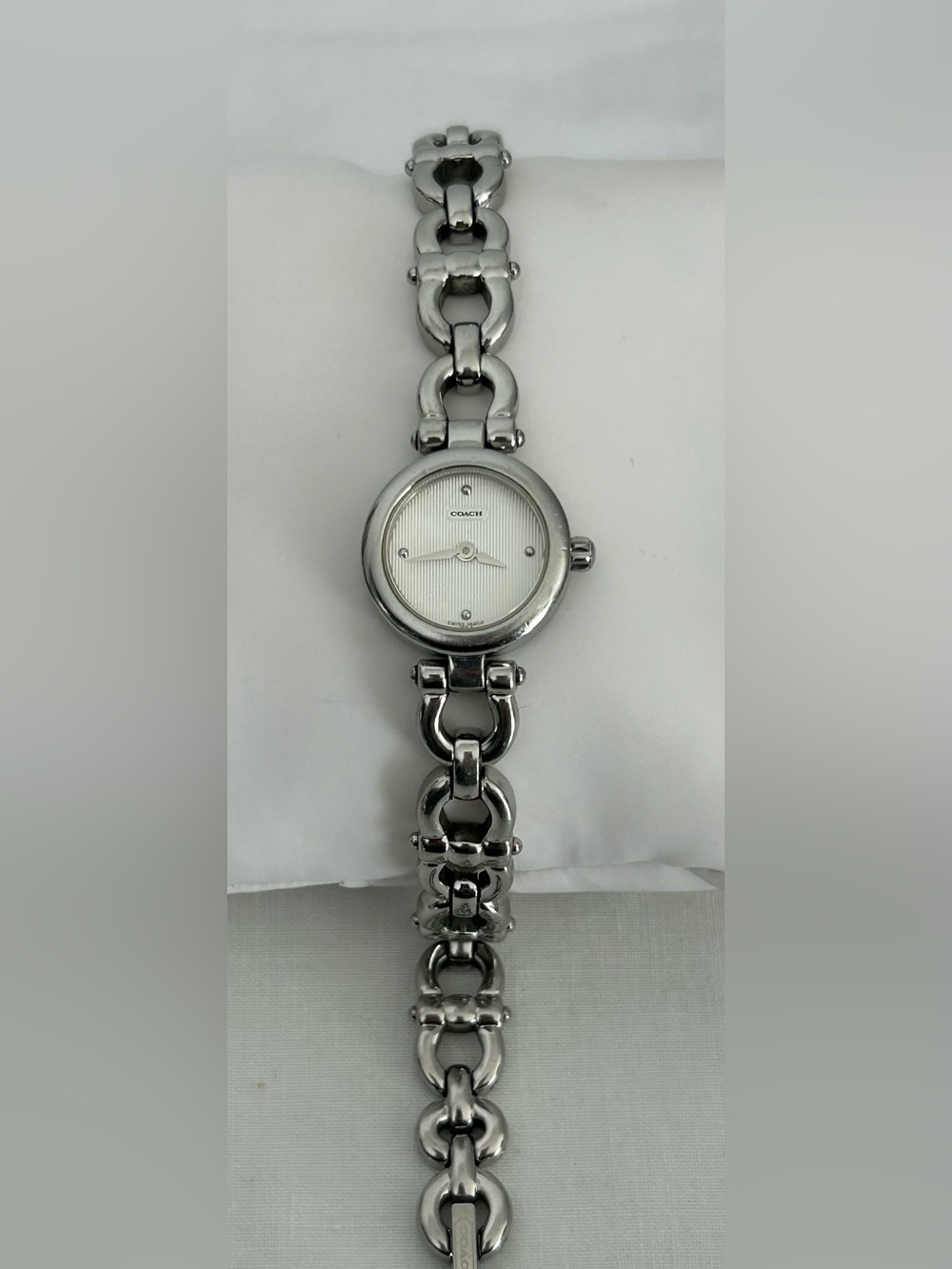 Vintage Coach Swiss Made Woman's Silver Tone Link Watch/Bracelet